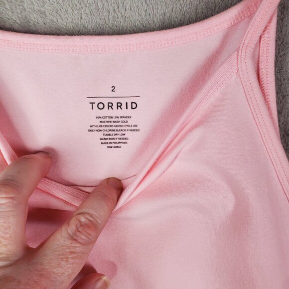 Torrid 2X NWT High Neck Foxy Halter Top Tank Blush Pink Stretchy Fitted - Picture 3 of 7